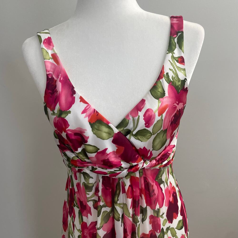 SL Fashions Floral Midi Dress Women’s Size 8 Sleeveless V-Neck Fit & Flare - Picture 4 of 11